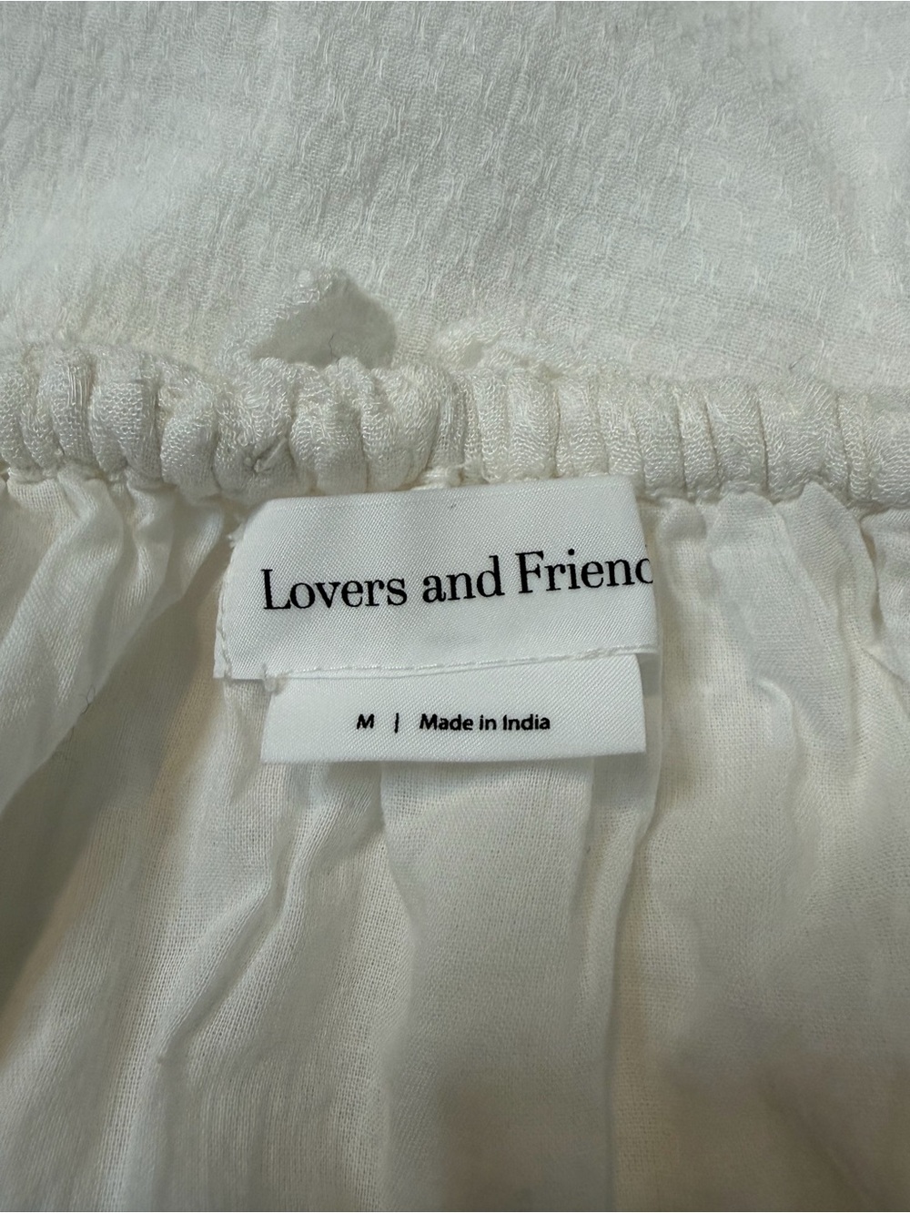LOVERS + FRIENDS WHITE OFF THE SHOULDER TIE-FRONT SUNRISE DRESS. Size Medium. - Picture 11 of 16